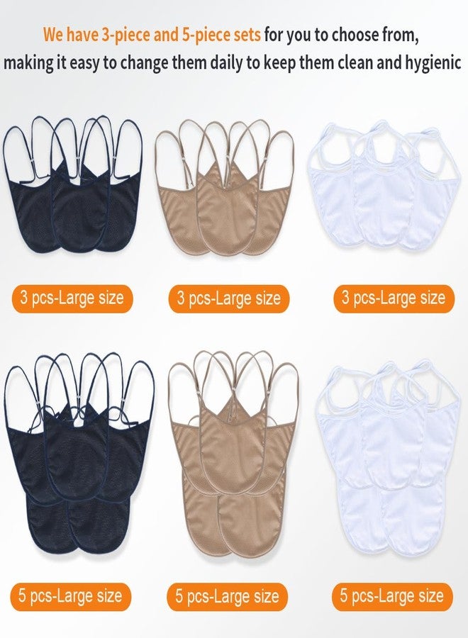 EHUSPU Tracheostomy Neck Stoma Cover,Breathable Laryngectomy Cover for Tracheotomy Care,Tracheal Care Supplies-Adjustable Neck Trachea Protector (Navy-3PCS, Large) - Image 3